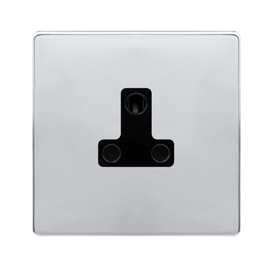 5A ROUND PIN SOCKET - POLISHED CHROME COVER PLATE