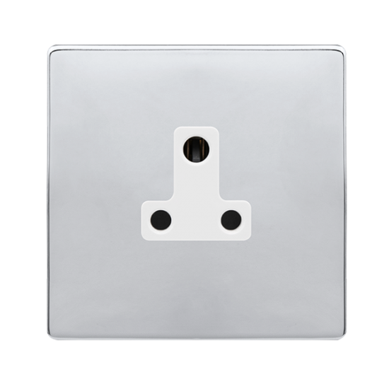 5A ROUND PIN SOCKET - POLISHED CHROME COVER PLATE