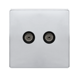 TWIN NON-ISOLATED COAXIAL OUTLET - POLISHED CHROME
