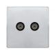 TWIN NON-ISOLATED COAXIAL OUTLET - POLISHED CHROME