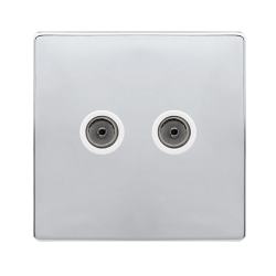 TWIN NON-ISOLATED COAXIAL OUTLET - POLISHED CHROME