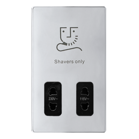 115/230V DUAL VOLTAGE SHAVER SOCKET - POLISHED CHR
