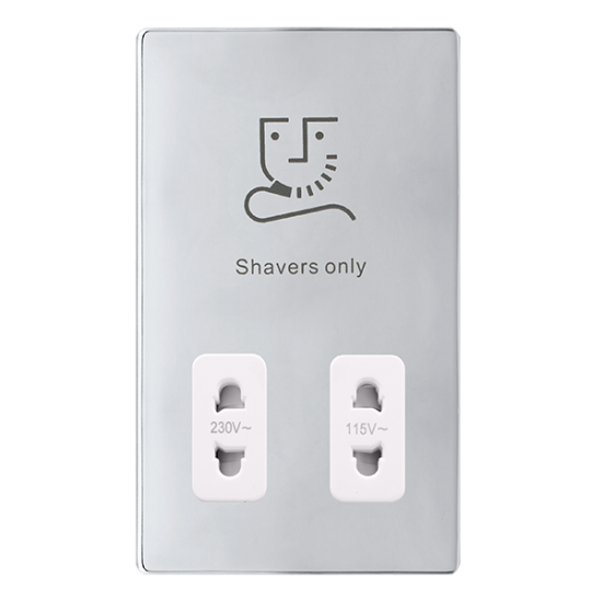 115/230V DUAL VOLTAGE SHAVER SOCKET - POLISHED CHR