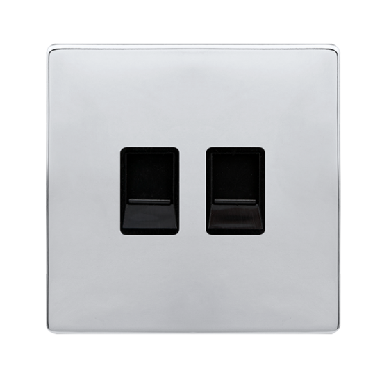 TWIN TELEPHONE SECONDARY OUTLET - POLISHED CHROME