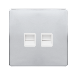 TWIN TELEPHONE SECONDARY OUTLET - POLISHED CHROME
