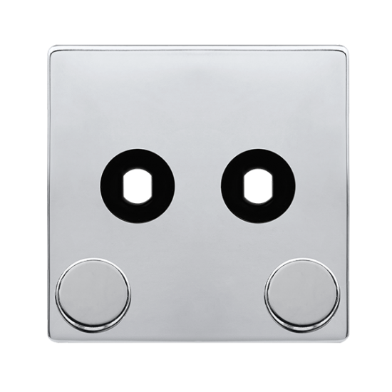 2 GANG UNFURNISHED DIMMER PLATE & KNOBS - POLISHED