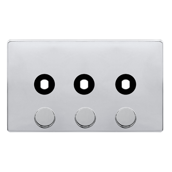 3 GANG UNFURNISHED DIMMER PLATE & KNOBS - POLISHED