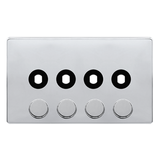 4 GANG UNFURNISHED DIMMER PLATE & KNOBS - POLISHED