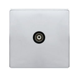 SINGLE ISOLATED COAXIAL OUTLET - POLISHED CHROME C