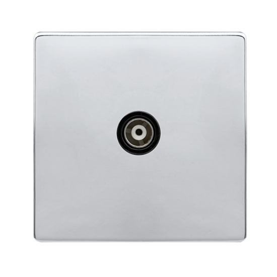 SINGLE ISOLATED COAXIAL OUTLET - POLISHED CHROME C