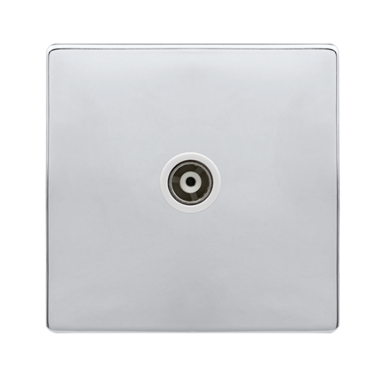 SINGLE ISOLATED COAXIAL OUTLET - POLISHED CHROME C