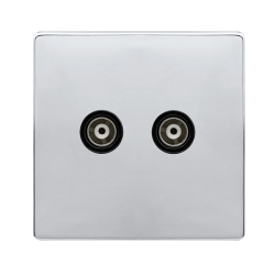TWIN ISOLATED COAXIAL OUTLET - POLISHED CHROME COV