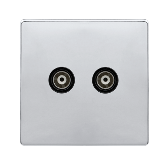 TWIN ISOLATED COAXIAL OUTLET - POLISHED CHROME COV