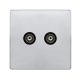 TWIN ISOLATED COAXIAL OUTLET - POLISHED CHROME COV