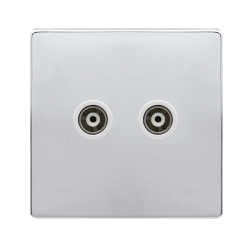 TWIN ISOLATED COAXIAL OUTLET - POLISHED CHROME COV