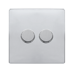 2 GANG 2 WAY 100W DIMMER SWITCH - POLISHED CHROME