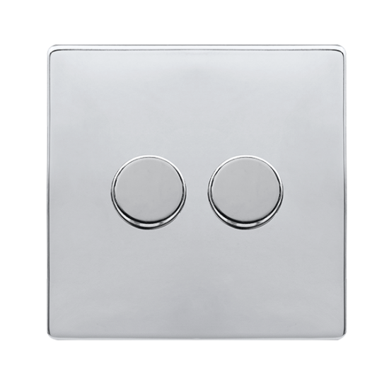 2 GANG 2 WAY 100W DIMMER SWITCH - POLISHED CHROME