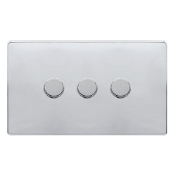 3 GANG 2 WAY 100W DIMMER SWITCH - POLISHED CHROME