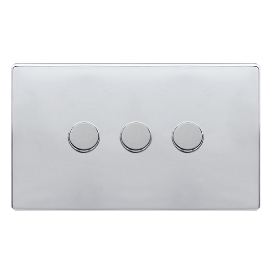 3 GANG 2 WAY 100W DIMMER SWITCH - POLISHED CHROME