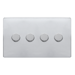 4 GANG 2 WAY 100W DIMMER SWITCH - POLISHED CHROME