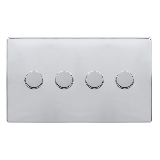 4 GANG 2 WAY 100W DIMMER SWITCH - POLISHED CHROME