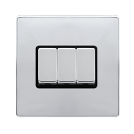 10AX INGOT 3 GANG 2 WAY SWITCH - POLISHED CHROME C