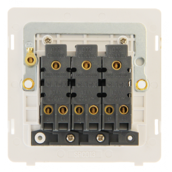 10AX INGOT 3 GANG 2 WAY SWITCH - POLISHED CHROME C