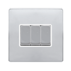 10AX INGOT 3 GANG 2 WAY SWITCH - POLISHED CHROME C