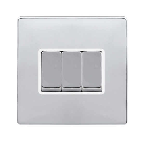 10AX INGOT 3 GANG 2 WAY SWITCH - POLISHED CHROME C