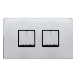 10AX INGOT 4 GANG 2 WAY SWITCH - POLISHED CHROME C