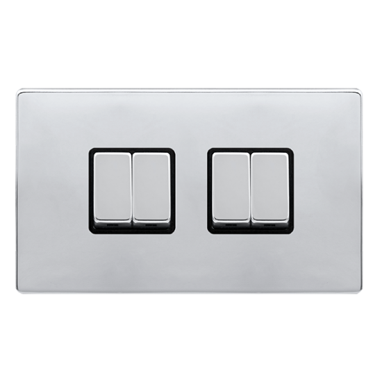 10AX INGOT 4 GANG 2 WAY SWITCH - POLISHED CHROME C