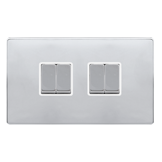 10AX INGOT 4 GANG 2 WAY SWITCH - POLISHED CHROME C