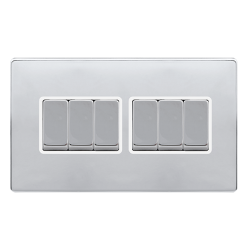 10AX INGOT 6 GANG 2 WAY SWITCH - POLISHED CHROME C