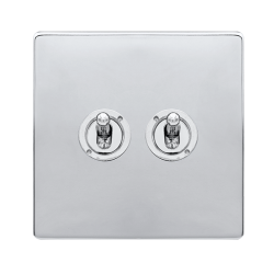 10AX 2 GANG 2 WAY TOGGLE SWITCH - POLISHED CHROME