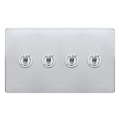 10AX 4 GANG 2 WAY TOGGLE SWITCH - POLISHED CHROME