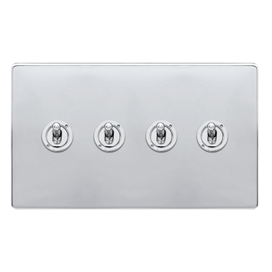 10AX 4 GANG 2 WAY TOGGLE SWITCH - POLISHED CHROME