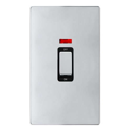 50A INGOT 2 GANG DOUBLE POLE SWITCH WITH NEON -  P