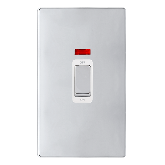 50A INGOT 2 GANG DOUBLE POLE SWITCH WITH NEON -  P
