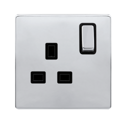 13A INGOT 1 GANG DP SWITCHED SOCKET - POLISHED CHR