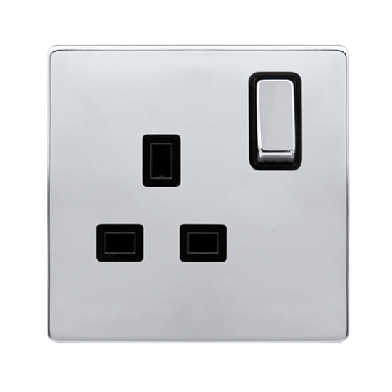 13A INGOT 1 GANG DP SWITCHED SOCKET - POLISHED CHR