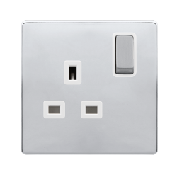 13A INGOT 1 GANG DP SWITCHED SOCKET - POLISHED CHR