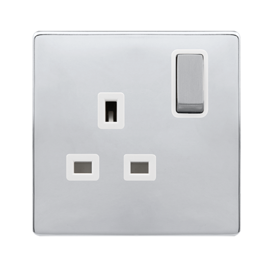 13A INGOT 1 GANG DP SWITCHED SOCKET - POLISHED CHR