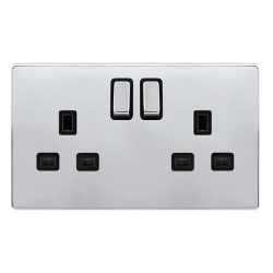 13A INGOT 2 GANG DP SWITCHED SOCKET - POLISHED CHR