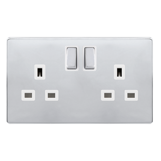 13A INGOT 2 GANG DP SWITCHED SOCKET - POLISHED CHR