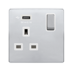 13A INGOT 1 GANG SWITCHED SOCKET WITH 2.1A USB OUT