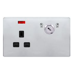 13A 1 GANG DOUBLE POLE KEY LOCKABLE SOCKET WITH NE