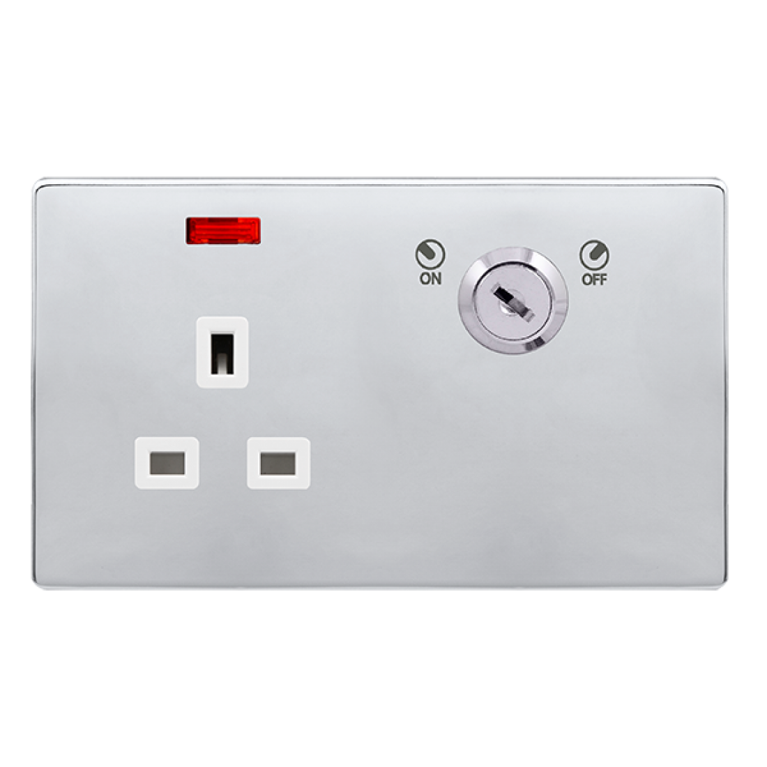 13A 1 GANG DOUBLE POLE KEY LOCKABLE SOCKET WITH NE
