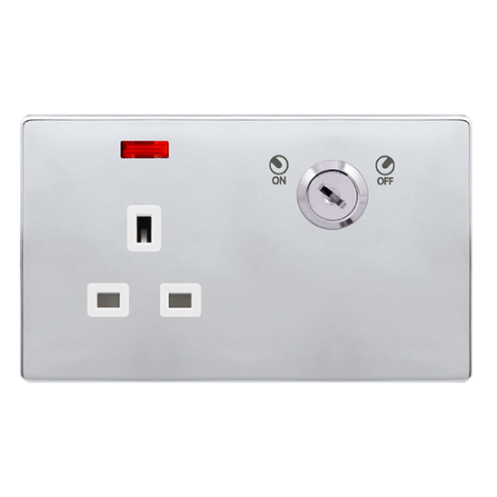 13A 1 GANG DOUBLE POLE KEY LOCKABLE SOCKET WITH NE