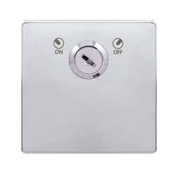 20A DOUBLE POLE KEY LOCKABLE SWITCH - POLISHED CHR