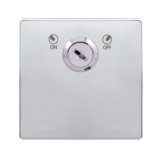 20A DOUBLE POLE KEY LOCKABLE SWITCH - POLISHED CHR